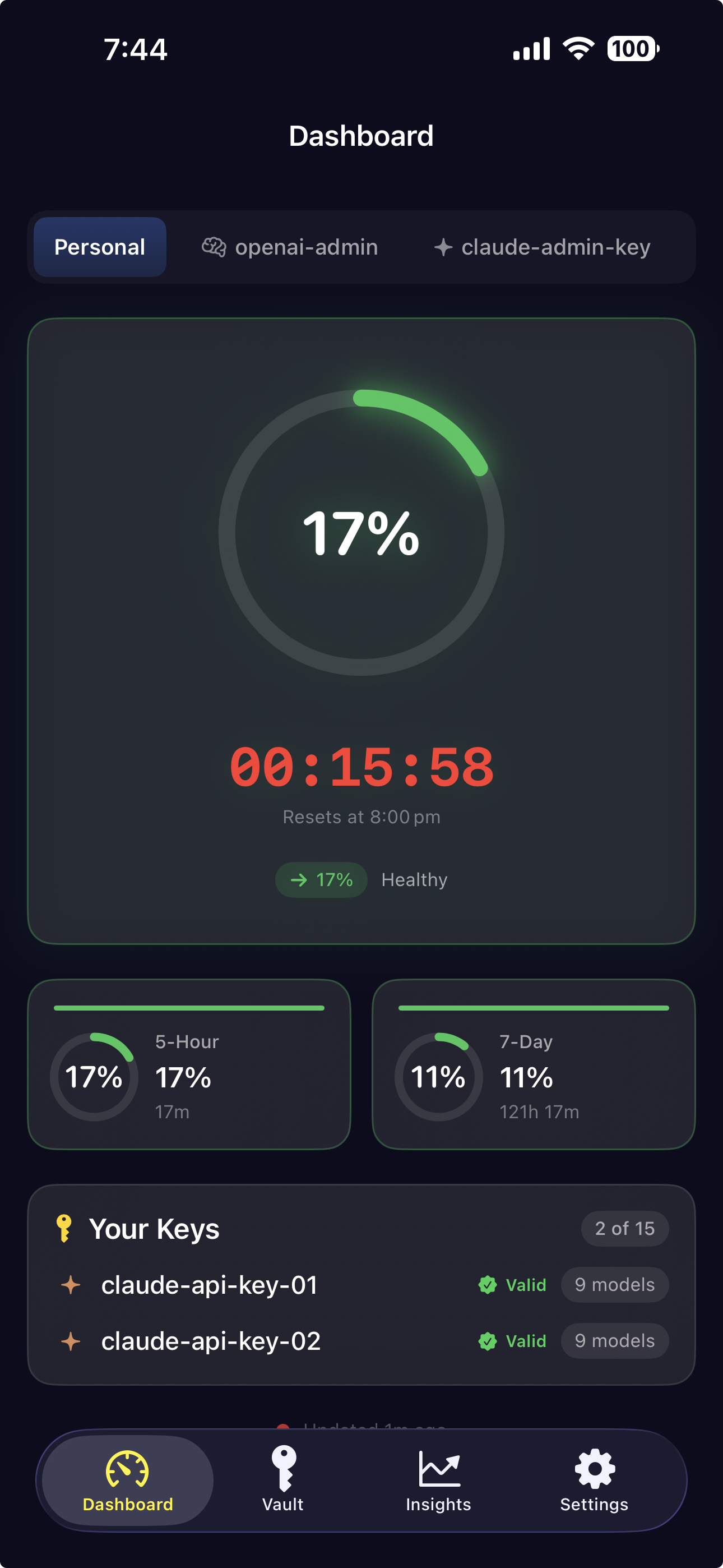 Volt iOS Dashboard